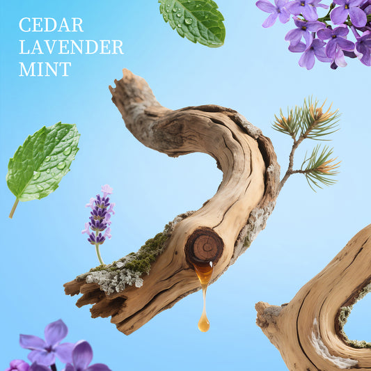 Cedar scented refillable travel hand sanitizer spray with aloe