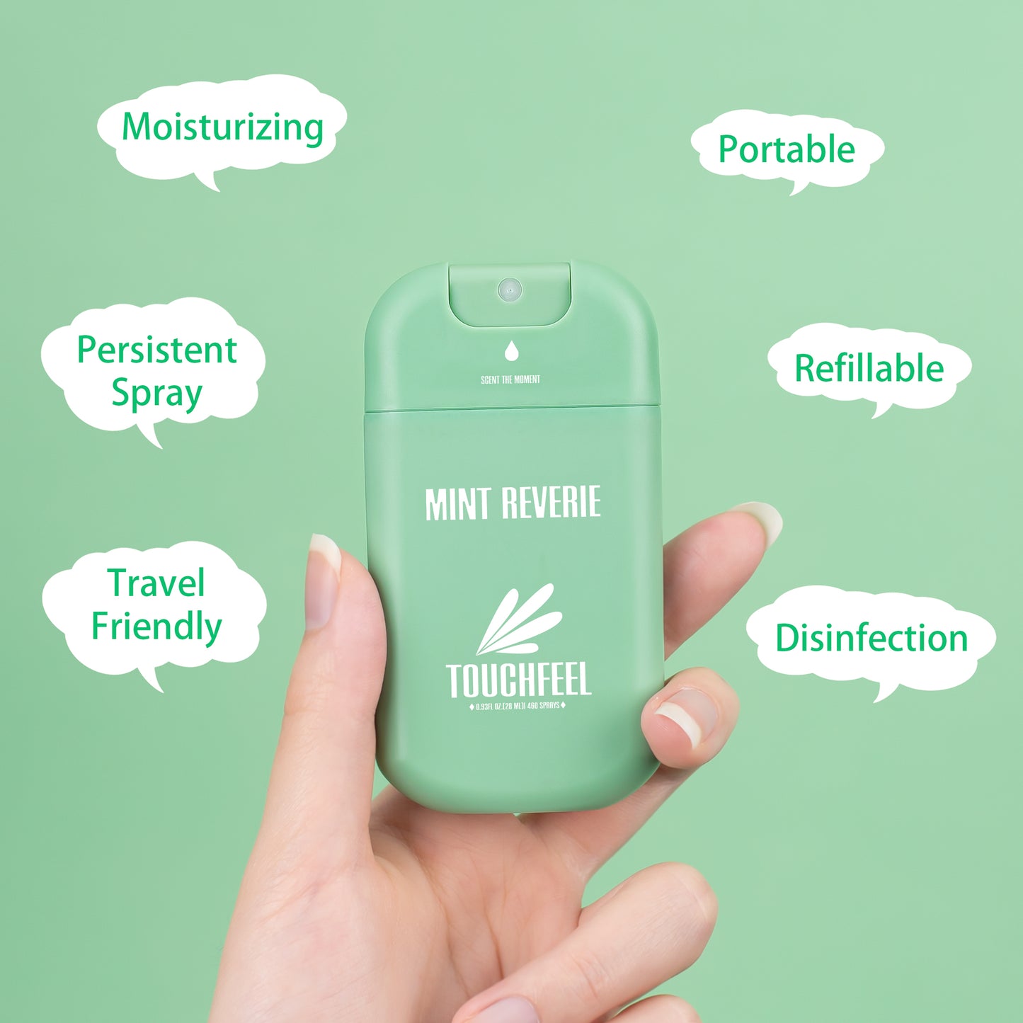 Mini size peppermint hand sanitizer spray, FDA approved, pocket size