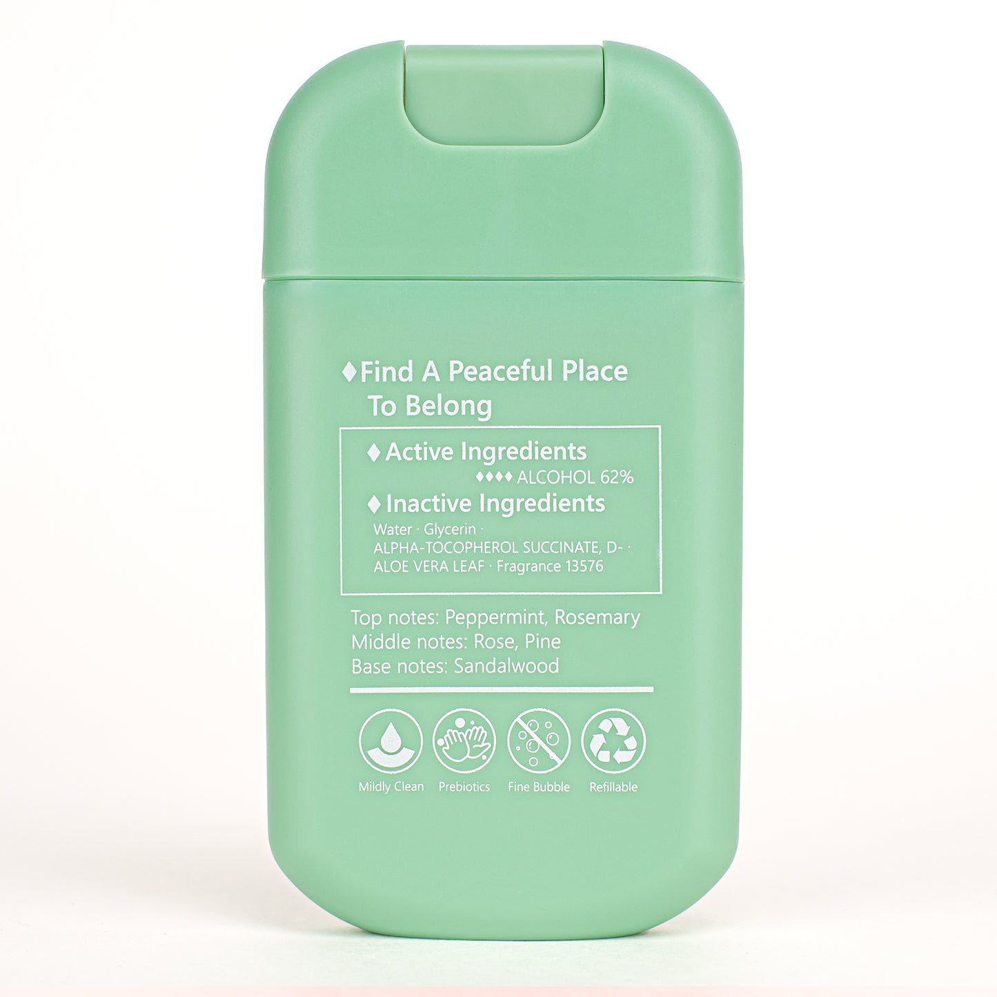 Refillable portable hand sanitizer spray, alcohol-based