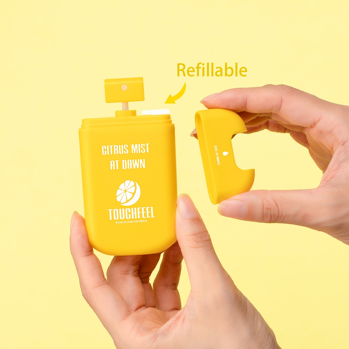 Refillable hand sanitizer power mist, alcohol-based and hydrating