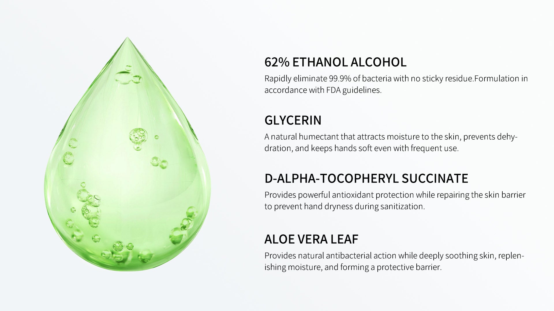 Aloe vera refillable hand sanitizer spray, moisturizing and gentle