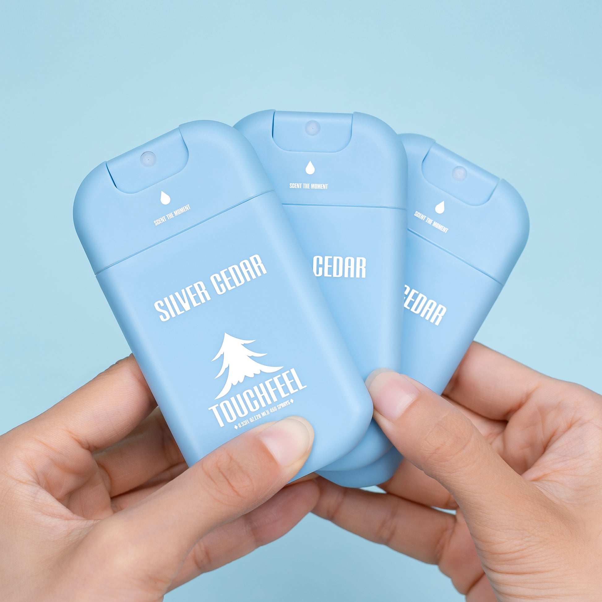 Cedar scented travel size hand sanitizer, alcohol based formula