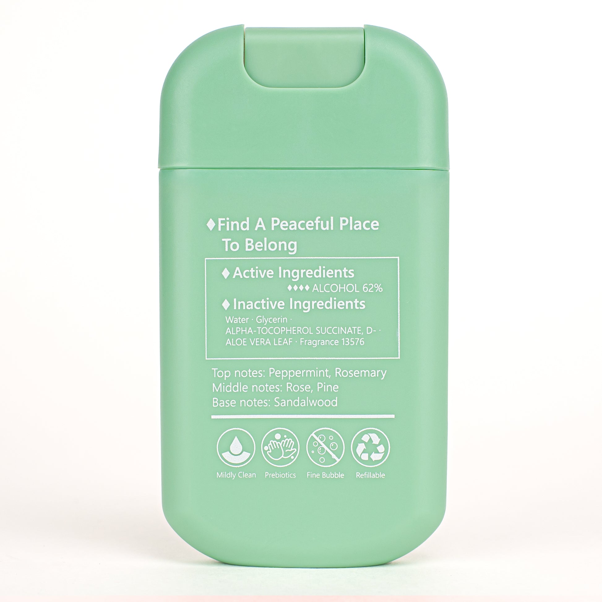Refillable portable hand sanitizer spray, alcohol-based